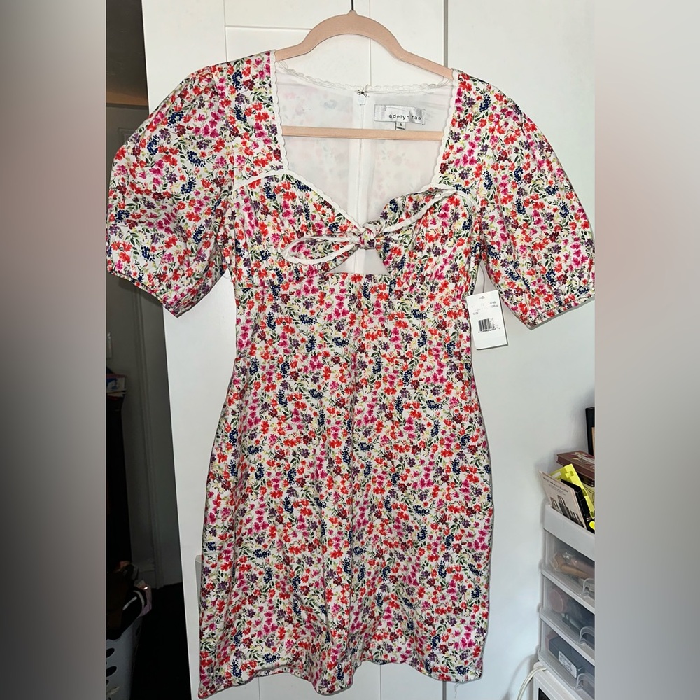 NWT Adelyn Rae Dresses Adelyn Rae Karina Tie Front Minidress In Pink Floral